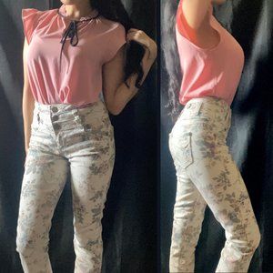 Floral High Waisted Skinny Jeans
